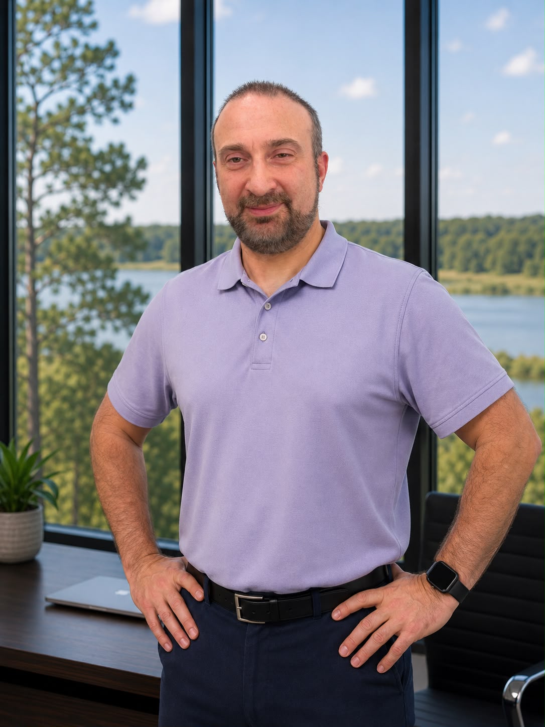 Portrait of Ilya Miropolsky standing in an office